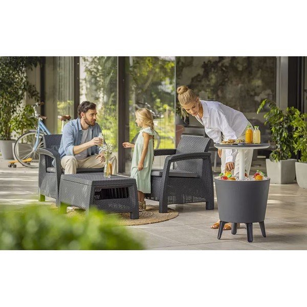 Iš plastiko apvalios formos sodo stalas su padėklu ø 49,5 cm Cool – Keter-image-1