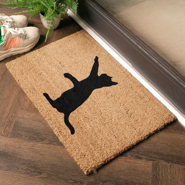 Iš kokoso pluošto grindų kilimėlis 40x60 cm Cat – Artsy Doormats-image-1