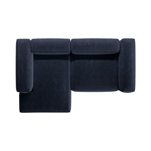 Tamsiai mėlynos spalvos iš kordinio velveto kampinė sofa (su kairiuoju kampu/su gultu) Bergamo – Cosmopolitan Design-image-3