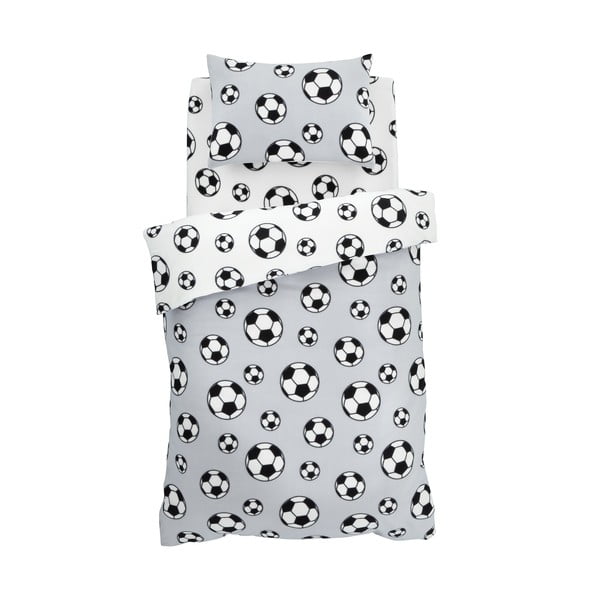 Šviesiai pilkos spalvos fleece tipo dvigulė vaikiška patalynė 200x200 cm Football – Catherine Lansfield