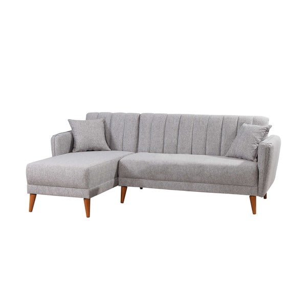 Sulankstoma kampinė sofa šviesiai pilkos spalvos (su kairiuoju kampu) Aqua – Balcab Home