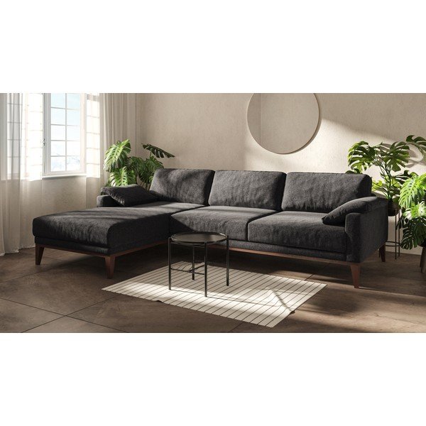 Tamsiai pilka kampinė sofa MESONICA Musso, kairysis kampas-image-1