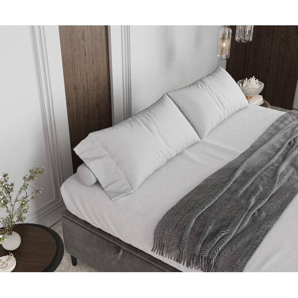 Dvigulė lova šviesiai pilkos spalvos audiniu dengta su sandėliavimo vieta 180x200 cm Tate – Maison de Rêve-image-4