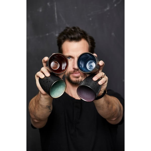 Juodos spalvos iš keramikos puodeliai 4 vnt. latte kavai 270 ml Gastro Black/Mix – Bitz-image-3