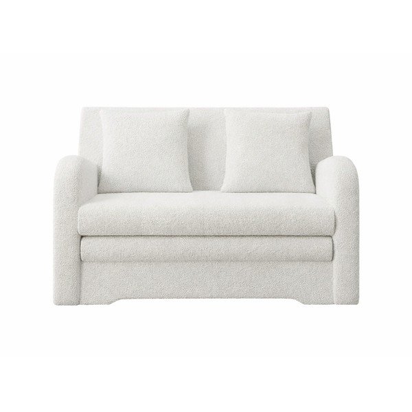 Baltos spalvos iš boucle sulankstoma/su sandėliavimo vieta sofa 130 cm Ario – ELTAP