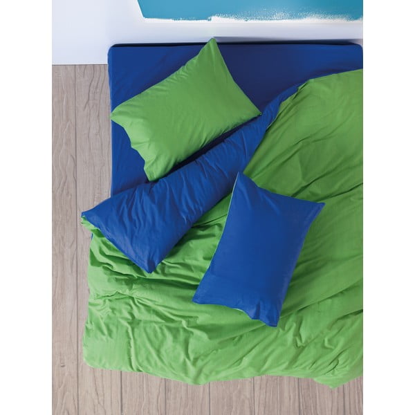 Žalios spalvos/mėlynos spalvos iš ranforce medvilnės dvigulė/itin ilga patalynė su paklode/4 dalių 200x220 cm Sage – Mijolnir