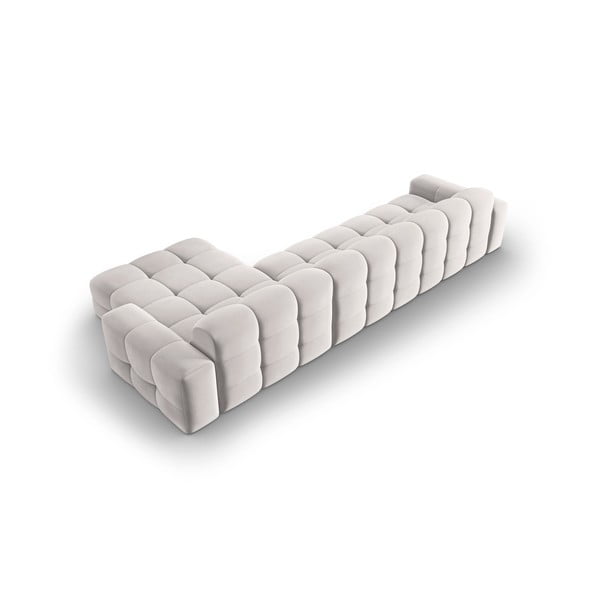 Šviesiai pilka aksominė kampinė sofa (dešinysis kampas) Kendal - Micadoni Home-image-4