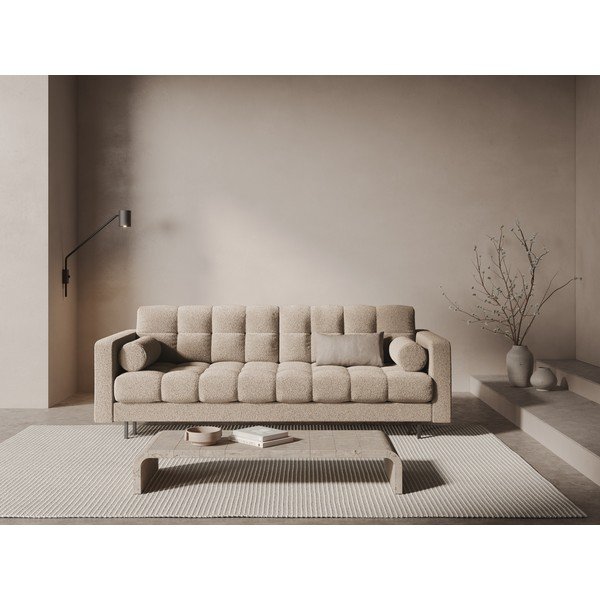 Smėlio spalvos iš boucle sulankstoma/su sandėliavimo vieta sofa 222 cm Bali – Cosmopolitan Design-image-1
