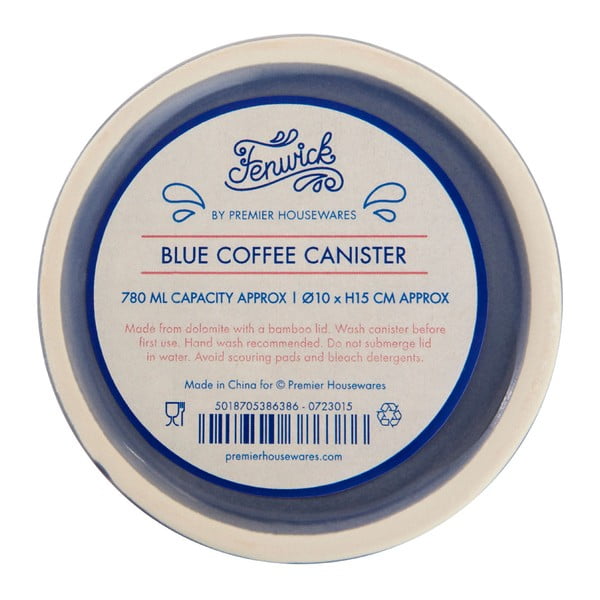 Mėlynas kavos indelis su bambukiniu dangteliu Premier Housewares Fenwick-image-1