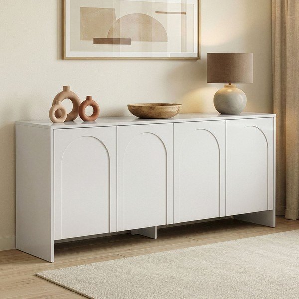 Baltos spalvos šoninė spintelė 180x80x45 cm Arlen  – Kalune Design-image-2