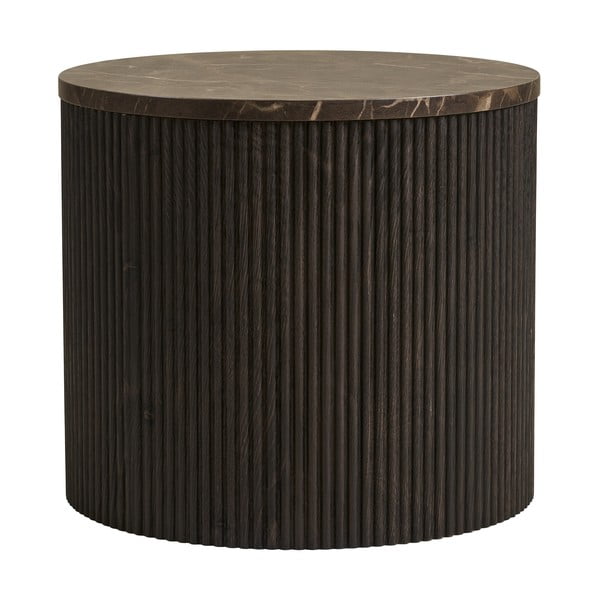 Apvalios formos šoninis stalas su marmuro dekoro stalviršiu ø 45 cm Rota – House Nordic-image-3