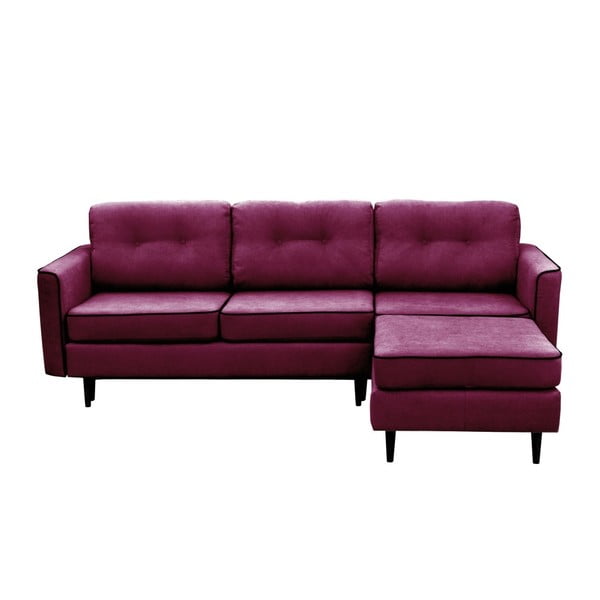 Violetinės spalvos sofa lova su juodomis kojomis Mazzini Sofas Dragonfly, dešinysis kampas