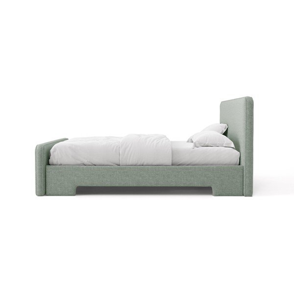 Mėtų spalvos dvigulė lova audiniu dengta su lovos grotelėmis 160x200 cm Eda – Micadoni -image-3