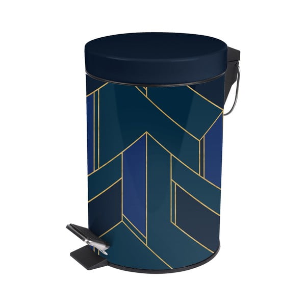Tamsiai mėlynos spalvos iš metalo šiukšliadėžė su pedalu 3 l Achille – douceur d'intérieur
