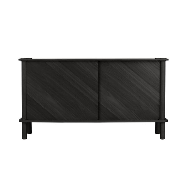 Juodos spalvos iš ąžuolo masyvo šoninė spintelė su stumdomomis durimis 135x73,5x48 cm Italic – UMAGE-image-1