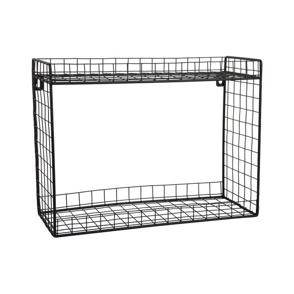 Juodos spalvos iš plieno kelių aukštų sieninė lentyna 40 cm Reja – PT LIVING-image-2