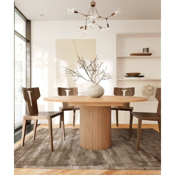 Apvalios formos prailginamas valgomojo stalas iš ąžuolo ø 115 cm Malaga – Bonami Selection-image-1