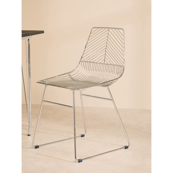 Sidabrinės spalvos iš metalo valgomojo kėdė District – Premier Housewares-image-1