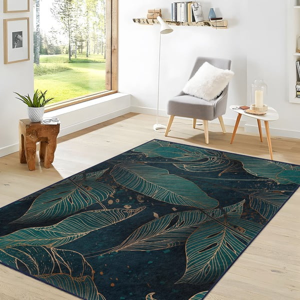 Skalbiamas kilimas smaragdinės spalvos 80x200 cm Midnight Jungle – Mila Home-image-2