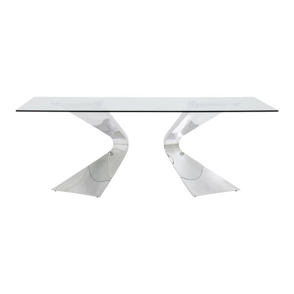 Valgomojo stalas su sidabro spalvos kojomis Kare Design Gloria