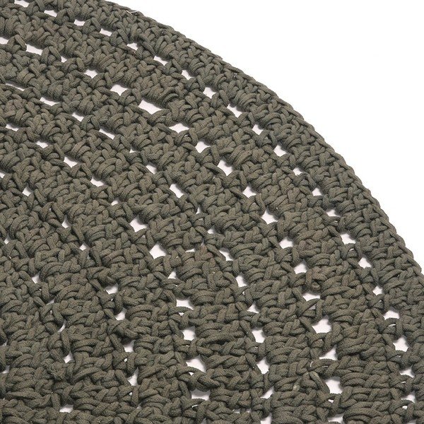 Tamsiai žalias apvalus medvilninis kilimas LABEL51 Knitted, ⌀ 150 cm-image-1