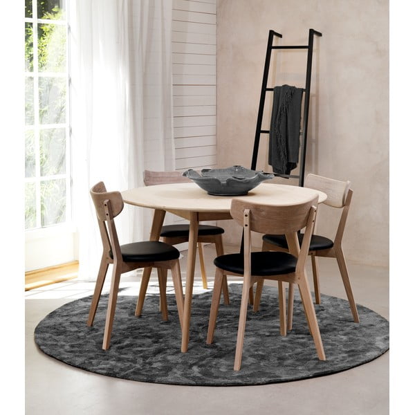 Rudos spalvos ąžuolinė valgomojo kėdė su juoda sėdyne Rowico Amia-image-1