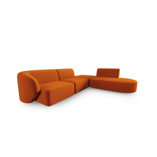 Terakotos spalvos iš velveto kampinė sofa (su dešiniuoju kampu/„L“ formos) Paolo – Milo Casa-image-2