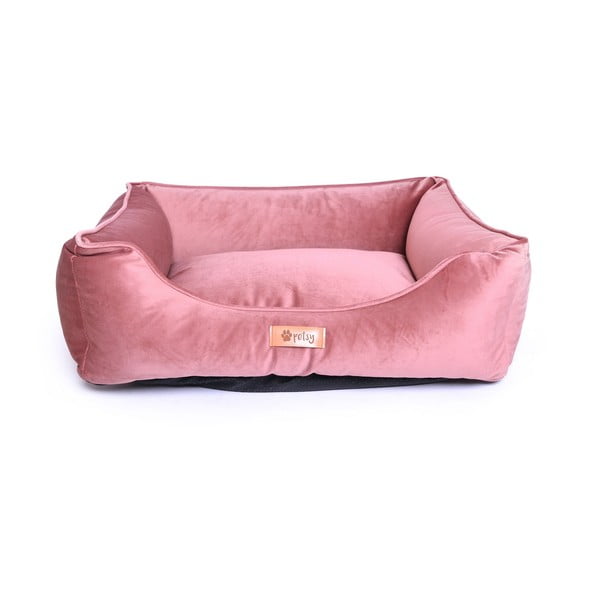 Rožinio aksomo lova 65x50 cm Royal - Petsy