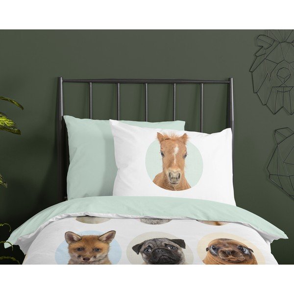 Iš medvilnės viengulė/itin ilga vaikiška patalynė 140x220 cm Young Animals – Good Morning-image-2