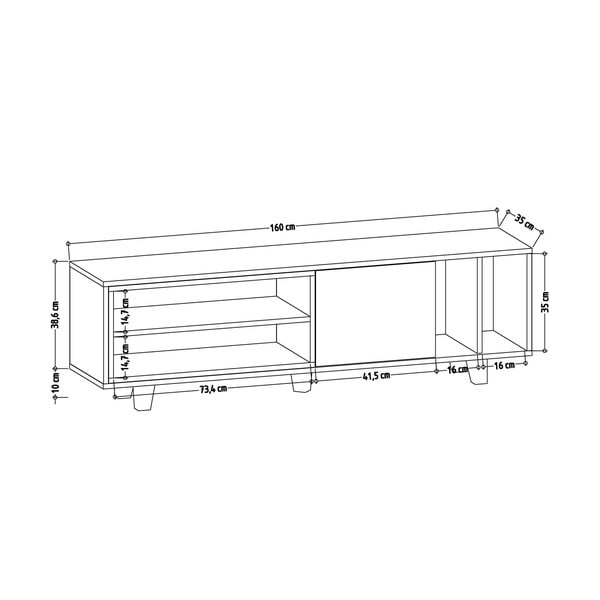 Baltas/natūralus TV staliukas iš ąžuolo 160x49 cm Rosmar - Kalune Design-image-3