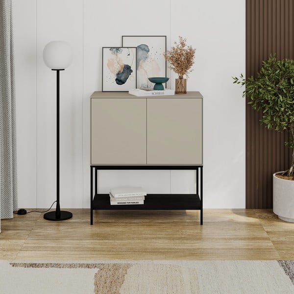 Spintelė juodos spalvos/kreminės spalvos 80x90x40 cm Amira – Marckeric-image-1