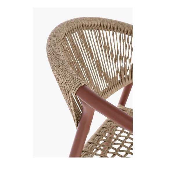 Raudonos spalvos/natūralios spalvos metalinė sodo kėdė Canarias – Bizzotto-image-1