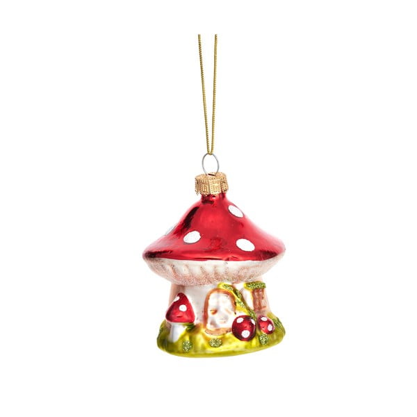 Iš stiklo rankų darbo eglutės papuošimas ø 6 cm Mushroom House – Sass & Belle