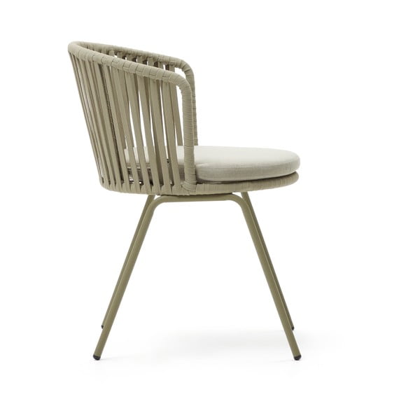 Smėlio spalvos metalinė sodo kėdė Saconca - Kave Home-image-3