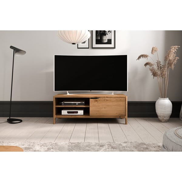 Iš ąžuolo masyvo TV spintelė natūralios spalvos 111x48 cm Twig – The Beds-image-1