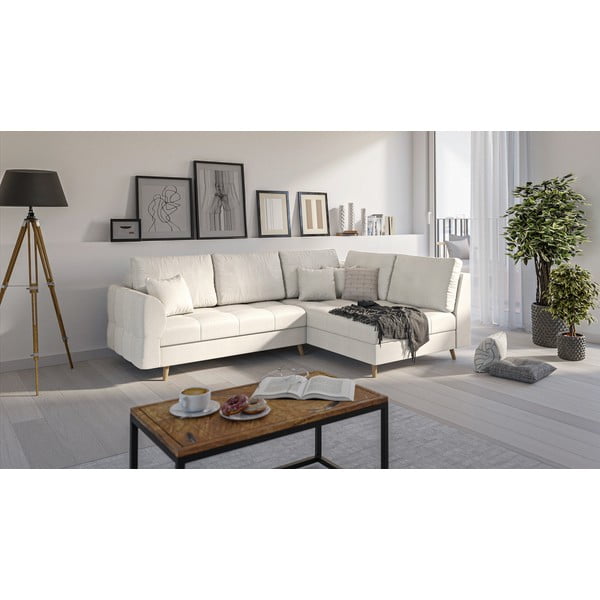 Kreminės spalvos kampinė sofa (dešinysis kampas) Ariella - Ropez-image-2