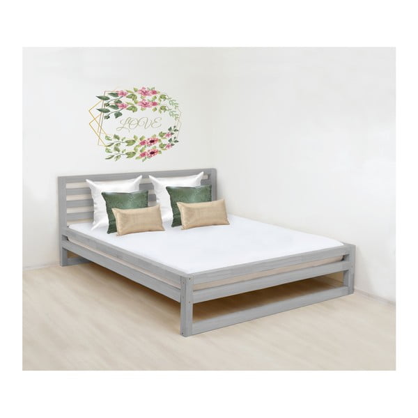 Pilka medinė dvigulė lova "Benlemi DeLuxe", 200 x 160 cm