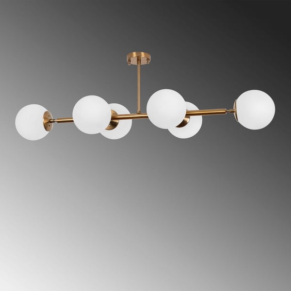 Lubinis šviestuvas baltos spalvos/auksinės spalvos 40x110 cm su stiklo gaubtu Fazli – Opviq lights-image-3