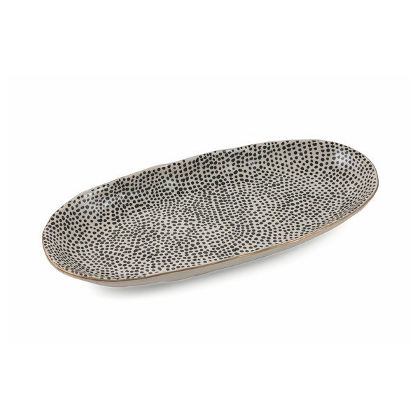 Juoda ovalo formos akmens masės lėkštė "Villa d'Este Masai", 39 cm ilgio-image-1