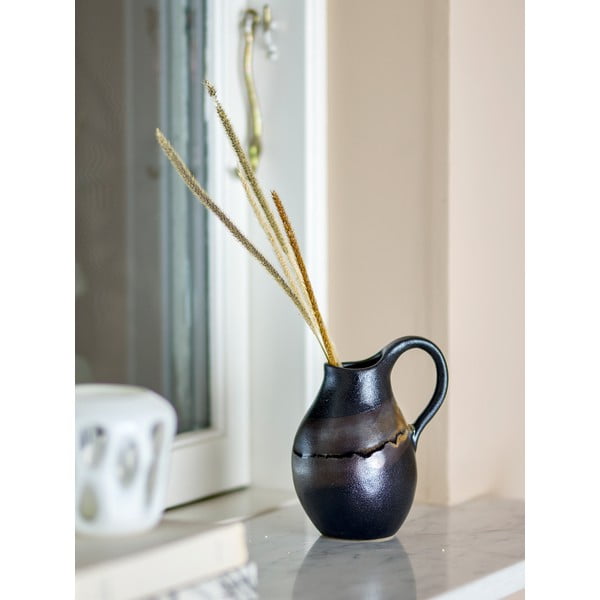 Tamsiai pilkos spalvos iš akmens masės vaza (aukštis 15 cm) Alvena – Bloomingville-image-1