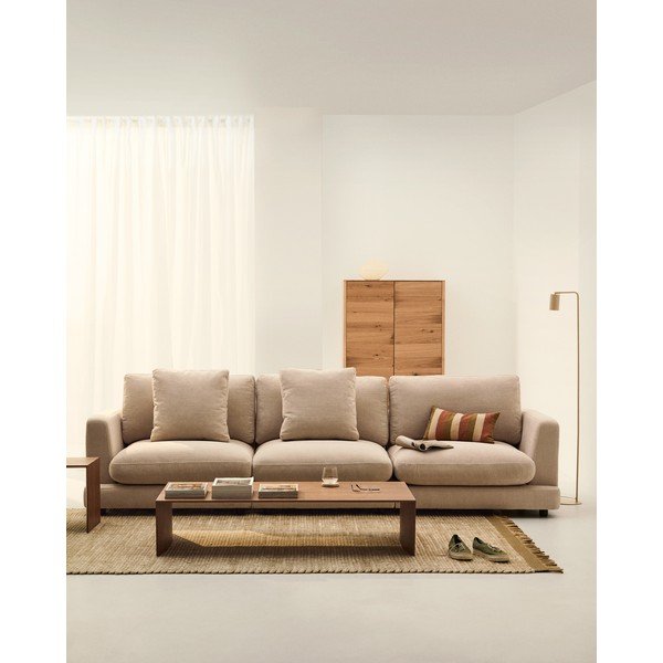Smėlio spalvos sofa iš šenilinio audinio 300 cm Gala – Kave Home-image-1