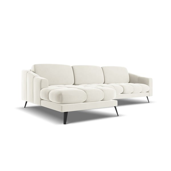 Kreminės spalvos iš velveto kampinė sofa (su kairiuoju kampu) Nalu – Makamii-image-4