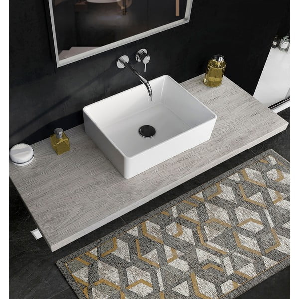 Veliūrinis aukso ir pilkos spalvos kilimas Floorita Velour Hypnotik, 55 x 190 cm-image-3