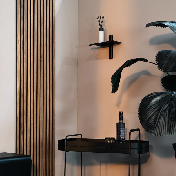 Juodos spalvos iš metalo sieninė lentyna 28 cm Hola – Spinder Design-image-1