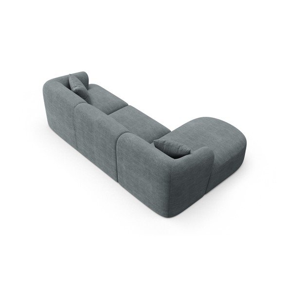 Tamsiai pilkos spalvos kampinė sofa iš kordinio velveto (su kairiuoju kampu/su gultu) Campi – Cosmopolitan Design-image-3