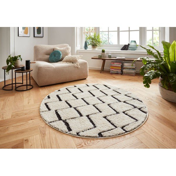 Smėlio ir juodos spalvos kilimas Mint Rugs Handira, ⌀ 160 cm-image-3
