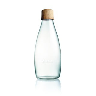 Stiklinis butelis su mediniu dangteliu ReTap, 800 ml