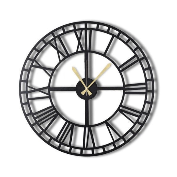 Juodas sieninis laikrodis Greece, ø 50 cm