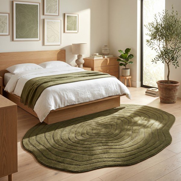 Tamsiai žalios spalvos kilimas 160x230 cm Pebble – ESTE-image-3