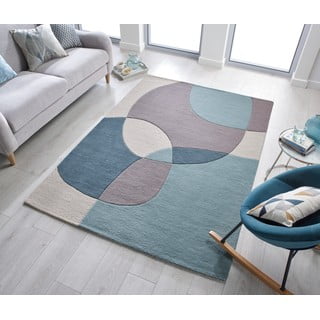 Mėlynai smėlio spalvos vilnonis kilimas 230x160 cm Glow - Flair Rugs